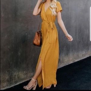 Vici Mustard Yellow Maxi Wrap Dress Size Medium